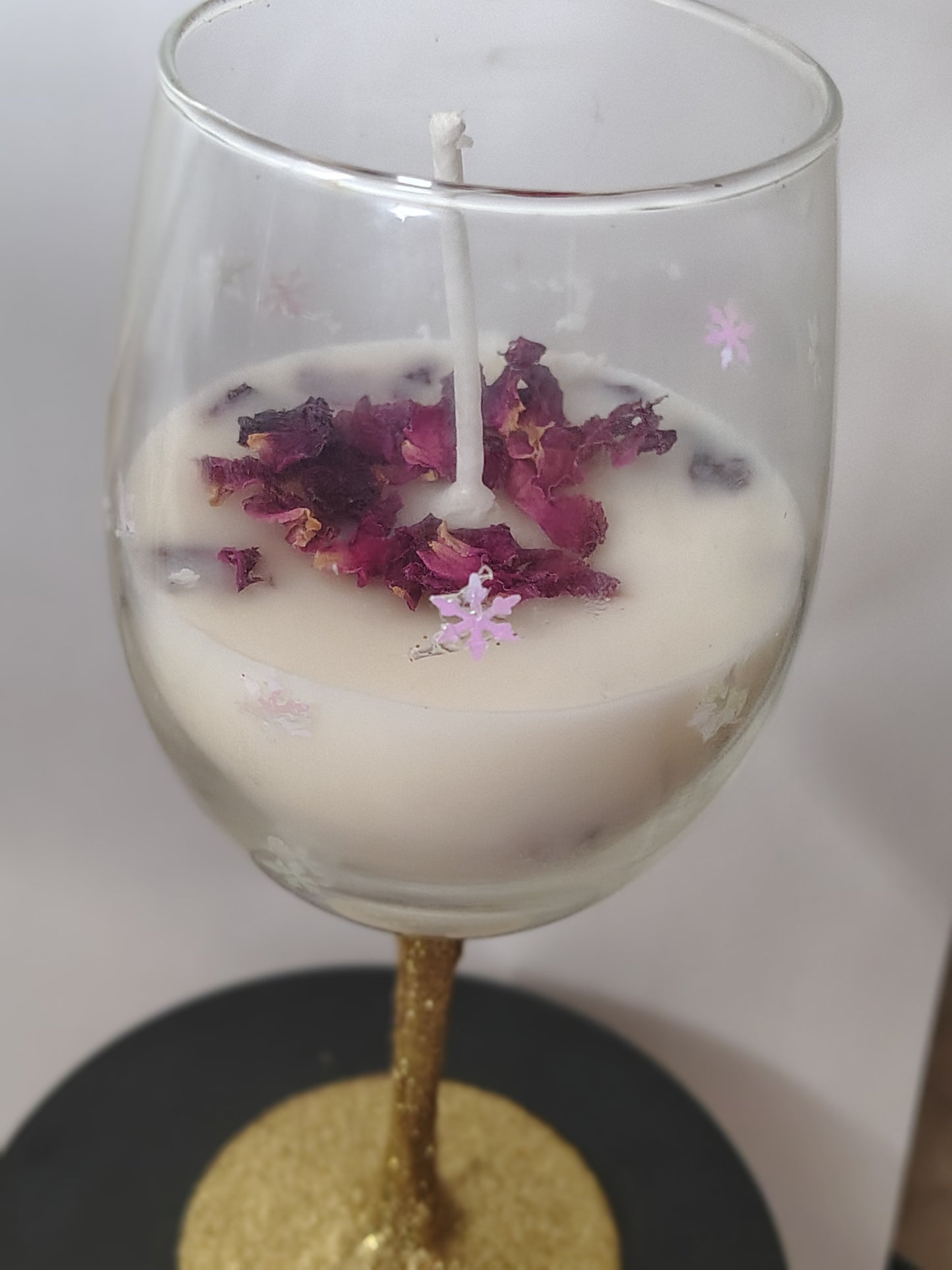 Rose candle wine glass